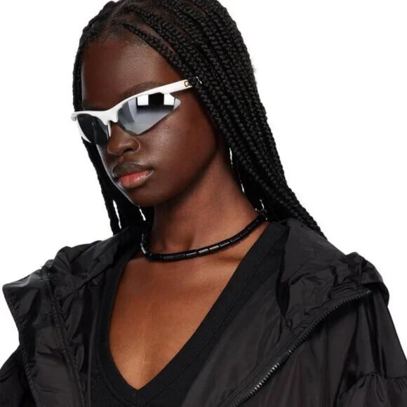 NEW GUCCI MIRROR MASK SUNGLASSES GUCCI GG1774S 002 WHITE/SILVER UNISEX EYEWEAR - Picture 4 of 5